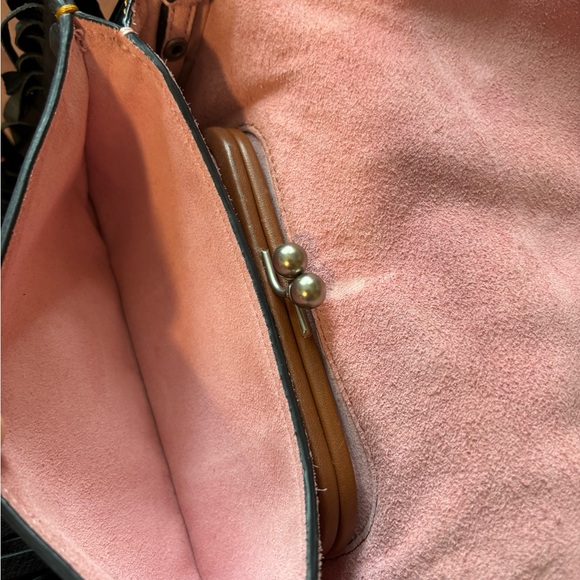 RARE Coach 1941 Dinky with Wild Tea Rose Fringe in Black and Pink, EUC - Picture 8 of 15